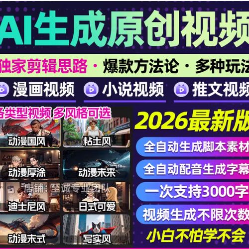 输入小说自动生成视频缩略图