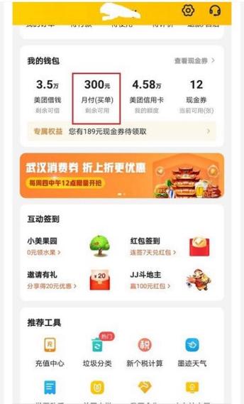 美团月付在哪查看