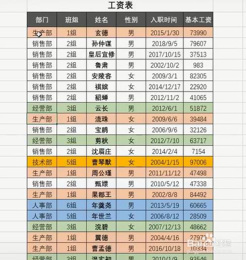 表格里把颜色相同的放一起缩略图