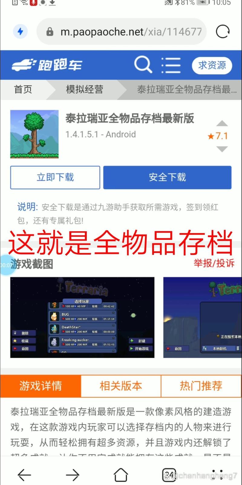 泰拉瑞亚老版本下载中文版自带全物品存档缩略图